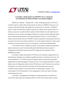 Controller a diodo ideale con MOSFET da 5 A integrato in