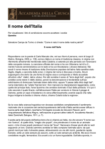 Il nome dell`Italia - Accademia della Crusca
