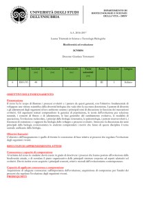 Biodiversità ed evoluzione - Università degli Studi dell`Insubria