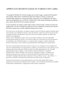 approvato decreto-legge su farmaci off label