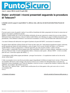 Stampa - Dialer: archiviati i ricorsi presentati