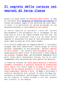Il segreto delle carezze nei neuroni di terza classe