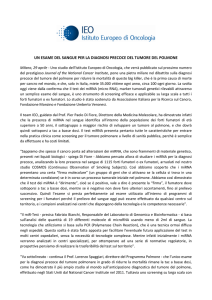 UN ESAME DEL SANGUE PER LA DIAGNOSI PRECOCE DEL