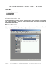 CREAZIONE DI UN DATABASE E DI TABELLE IN ACCESS