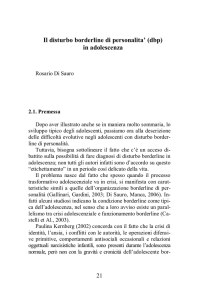 Il disturbo borderline di personalita` (dbp) in adolescenza