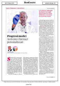 Progressi medici Arrivano i farmaci personalizzati