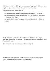 N°1) Un solenoide ha 1200 spire al metro , una lunghezza l= 150