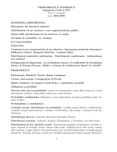 PROBABILIT`A E STATISTICA Ingegneria Civile 6 CFU Prof. N