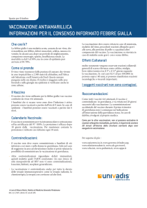 Vaccinazione antiamarillica informazioni consenso informato febbre