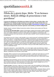 Pillola dei 5 giorni dopo. Melis: “È un farmaco sicuro