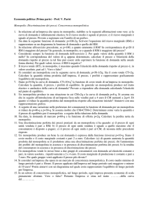 Monopolio. Concorrenza monopolistica
