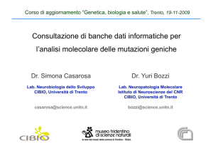 Consultazione di banche dati informatiche per l`analisi molecolare