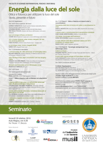 Energia dalla luce del sole - Università Cattolica del Sacro Cuore