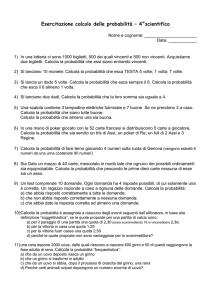 Esercitazione calcolo delle probabilità – 4°scientifico