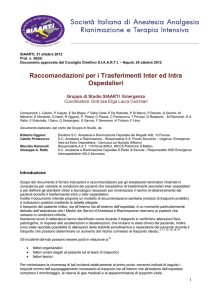 Raccomandazioni per i Trasferimenti Inter ed Intra Ospedalieri