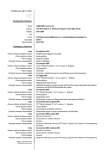 CURRICULUM VITAE Nome CAMPANELLI BRIZIO LUIGI Indirizzo