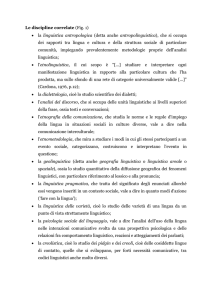 Le discipline correlate (Fig. 1) • la linguistica antropologica (detta