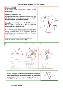 ANGOLI AL CENTRO E ANGOLI ALLA CIRCONFERENZA Angolo al