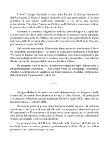 Il Prof. Giorgio Marbach è stato nella Facoltà di Scienze Statistiche