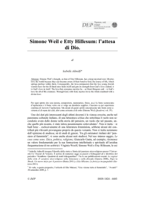 Simone Weil e Etty Hillesum: l`attesa di Dio.