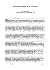 L`allergia alimentare: novità in tema di trattamento