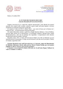 IL FUTURO DEI NEURONI SPECCHIO. Giacomo Rizzolatti all