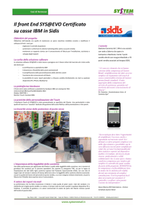 Il front End SYS@EVO Certificato su casse IBM in Sidis