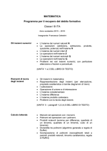 MATEMATICA Programma per il recupero del debito formativo