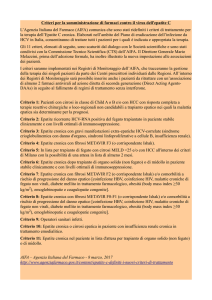 Criteri per la somministrazione di farmaci contro il virus dell`epatite C