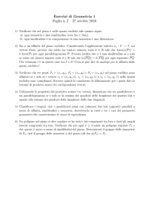Esercizi di Geometria 1 Foglio n. 2 – 27 ottobre 2016