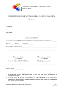 autorizzazione all`accesso alle aule di informatica