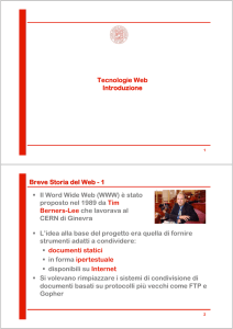 Tecnologie Web Introduzione Breve Storia del Web