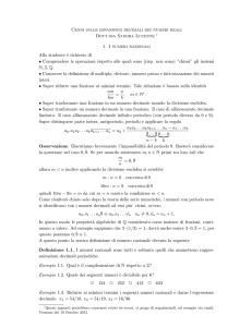 Cenni sulle espansioni decimali dei numeri reali Dott.ssa Sandra