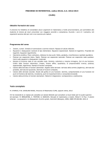 Precorsi di Matematica: programma