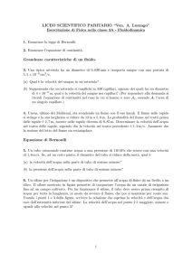 Grandezze caratteristiche di un fluido. Equazione di Bernoulli