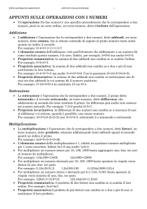 APPUNTI SULLE OPERAZIONI CON I NUMERI