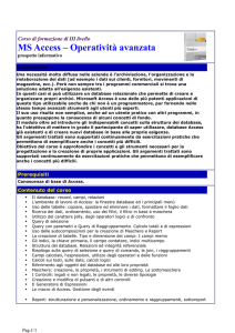 Corso Access Avanzato 1° ed. Messina - Programma