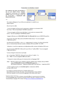 Connessione con database remoto: più tabelle
