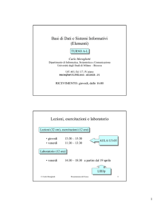 Basi di Dati e Sistemi Informativi (Elementi) Lezioni, esercitazioni e