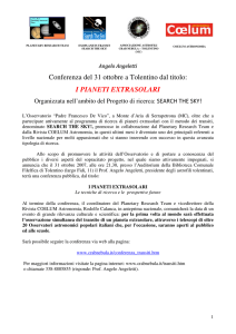 Conferenza del 31 ottobre a Tolentino dal titolo: I PIANETI