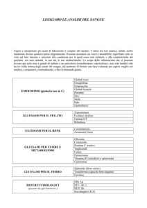 LEGGIAMO LE ANALISI DEL SANGUE - Avis Pomezia