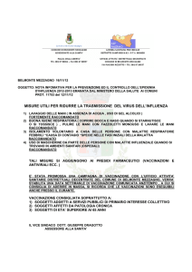 misure utili per ridurre la trasmissione del virus dell`influenza