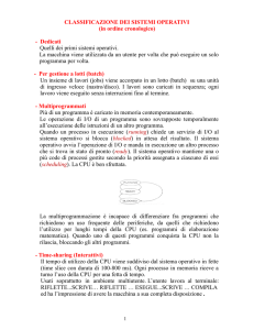 CLASSIFICAZIONE DEI SISTEMI OPERATIVI