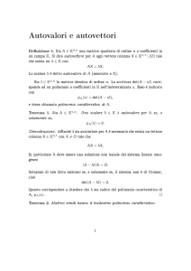 Autovalori e autovettori di una matrice