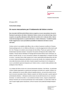 Un nuovo meccanismo per il trattamento del dolore cronico