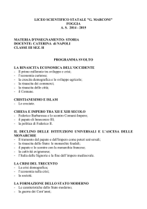 FOGGIA AS 2014 - 2015 MATERIA D`INSEGNAMENTO: STORIA
