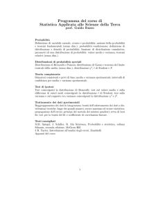 Programma del corso di Statistica Applicata alle Scienze della Terra