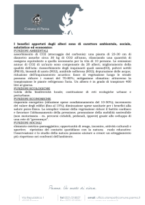 I benefici apportati dagli alberi sono di carattere ambientale, sociale