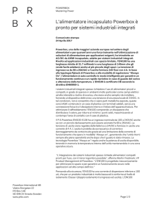 L`alimentatore incapsulato Powerbox è pronto per sistemi industriali