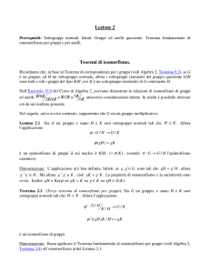 Lezione 2 Teoremi di isomorfismo.